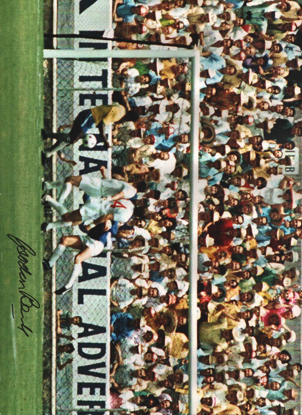 Lot 479: Gordon Banks signed 16x12 inch colour montage print.
