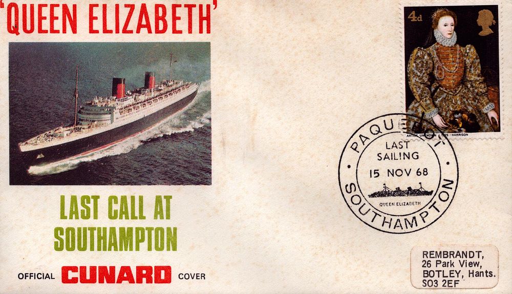 Lot 506: Queen Elizabeth Last Call at Southampton Official Cunard...