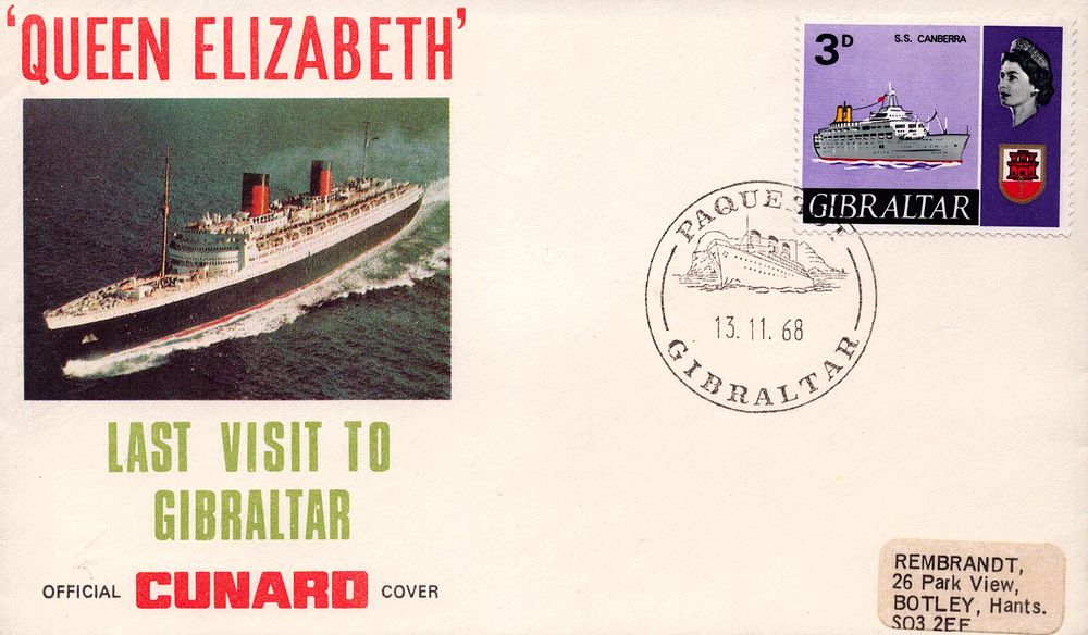 Lot 507: Queen Elizabeth Last Visit to Gibraltar Official Cunard...