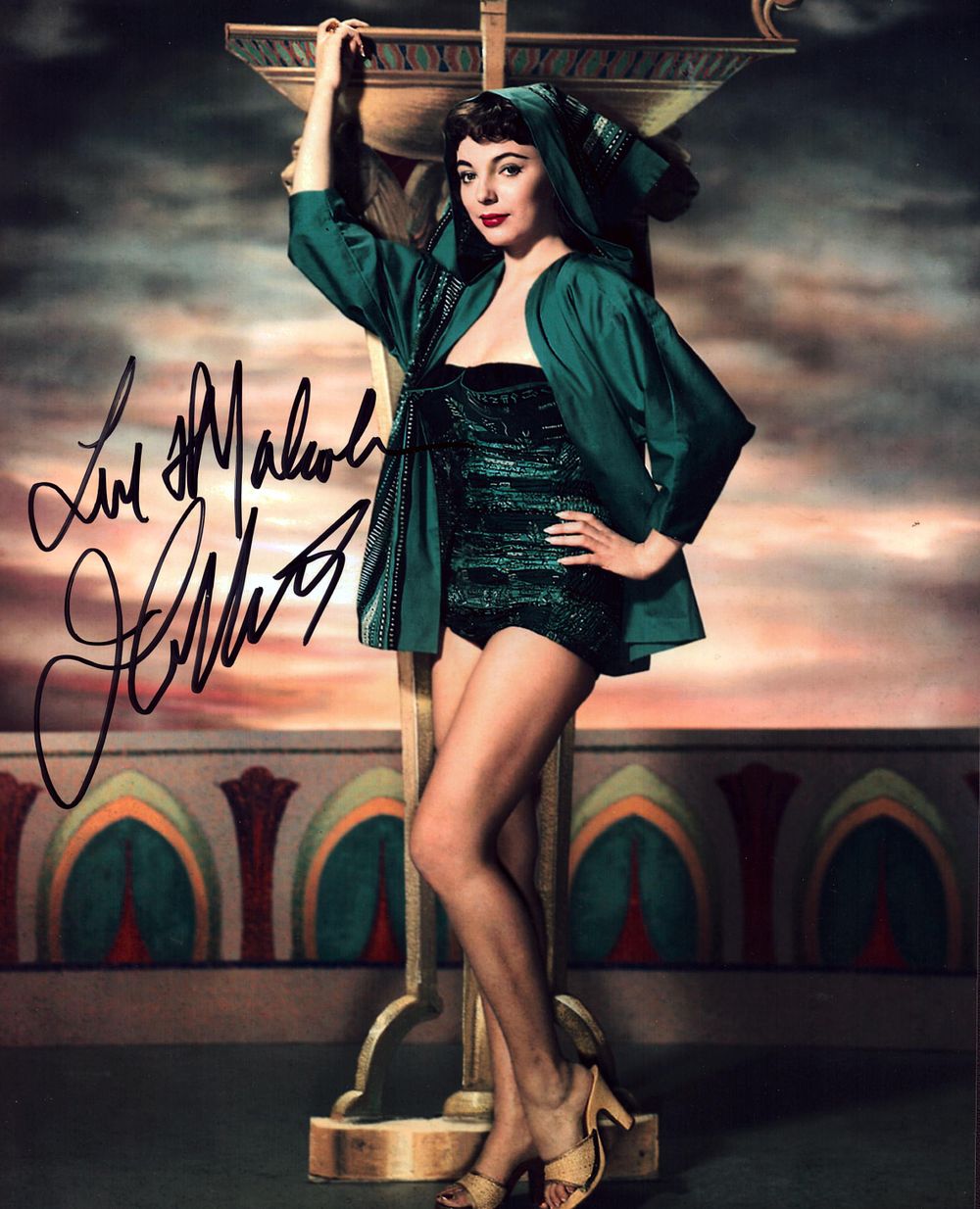 Lot 513: Joan Collins signed 10x8inch colour photo.