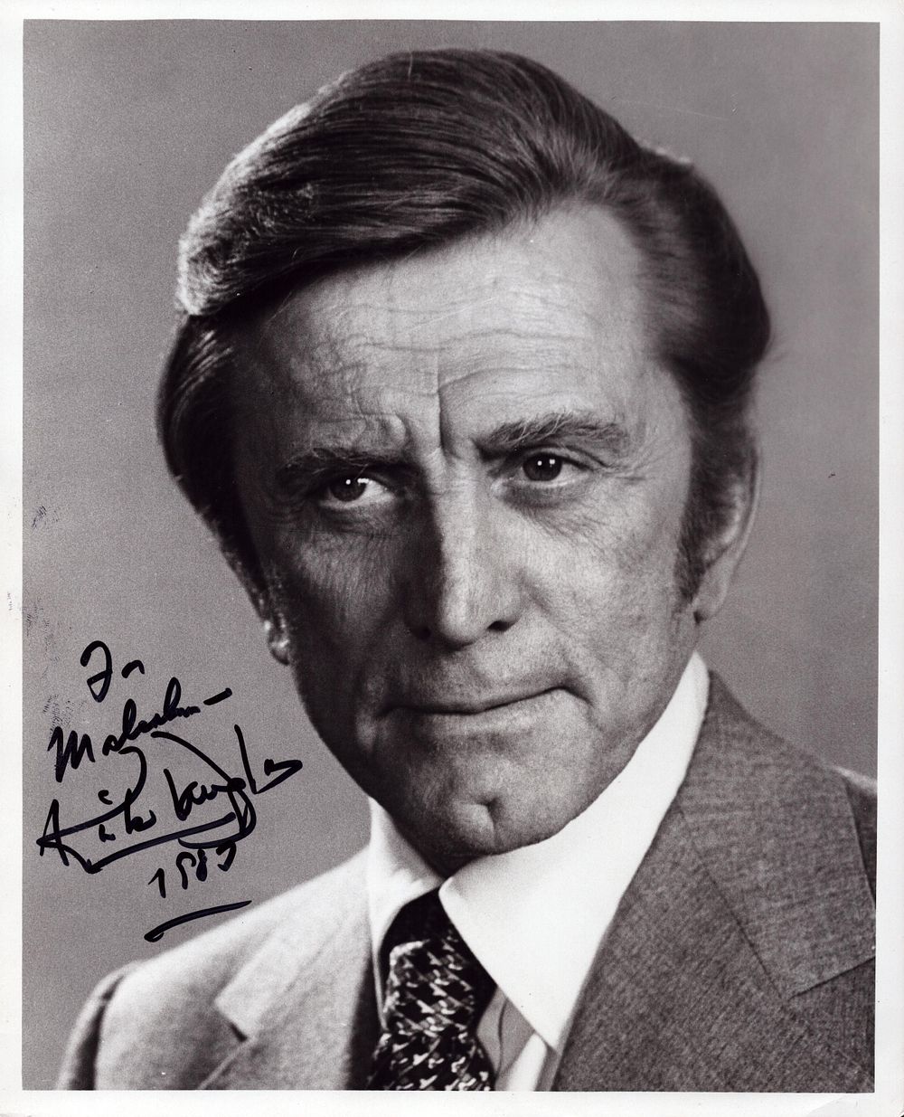 Lot 554: Kirk Douglas signed 10x8inch black and white photo....