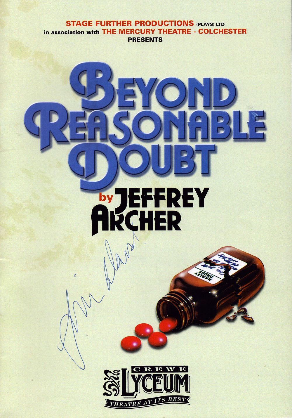 Lot 602: Simon Ward signed Beyond Reasonable Doubt vintage programme...