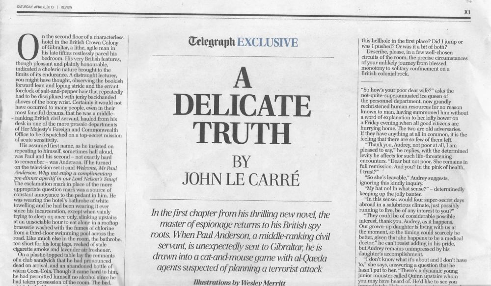 Lot 156: John Le Carre Telegraph Exclusive 1st Chapter: A...