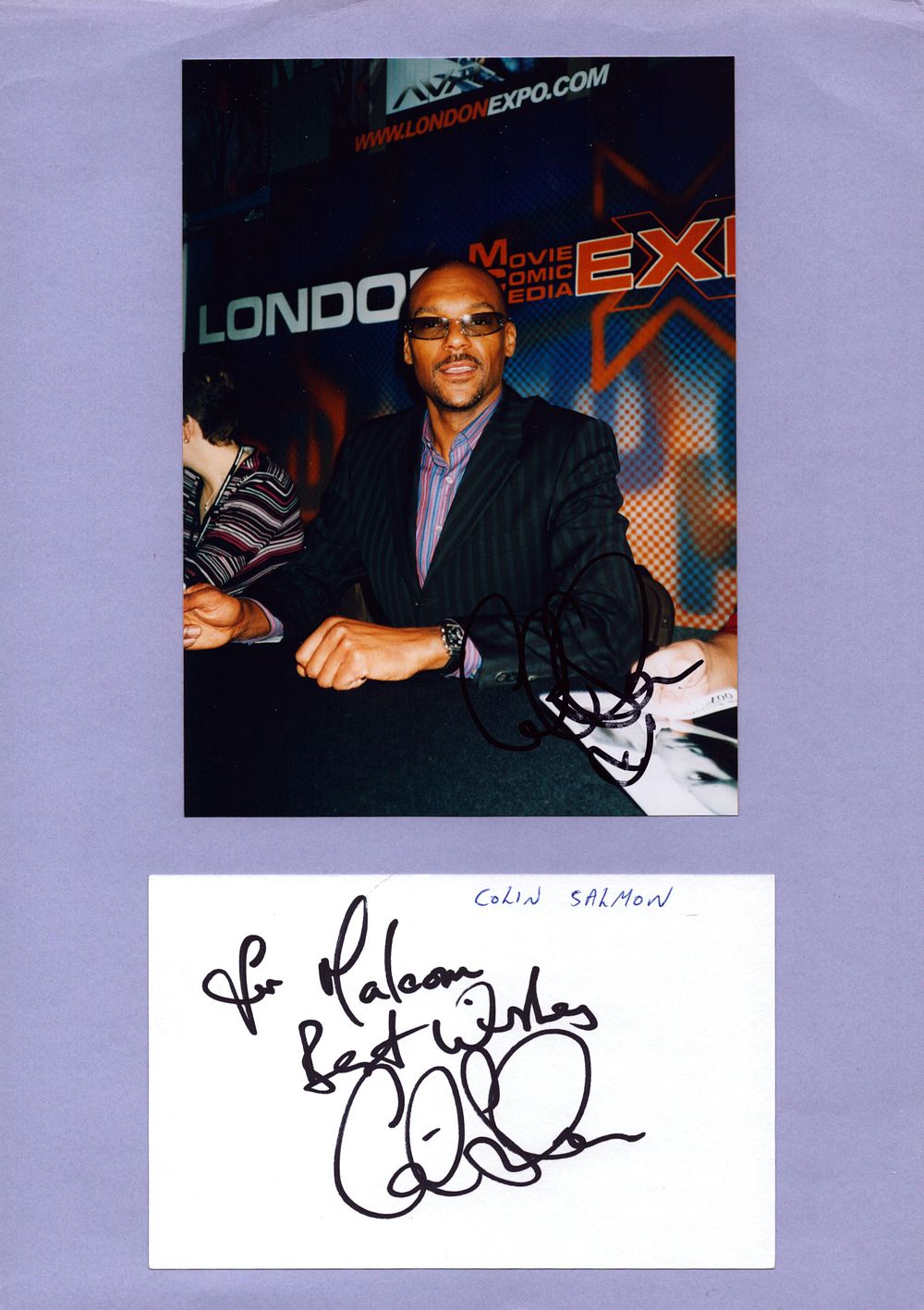 Lot 213: James Bond Colin Salmon signed card matted with...
