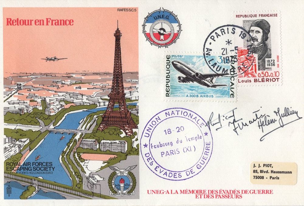 Lot 608: RAF Escaping Society Escape from France cover signed...