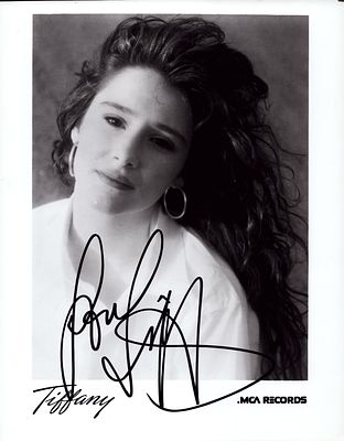 Tiffany signed 10x8inch black and white promo photo.