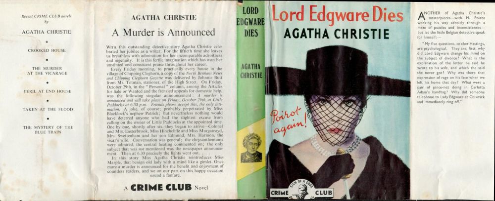 Lot 257: Agatha Christie. Three Dust Wrapper s offered namely:...