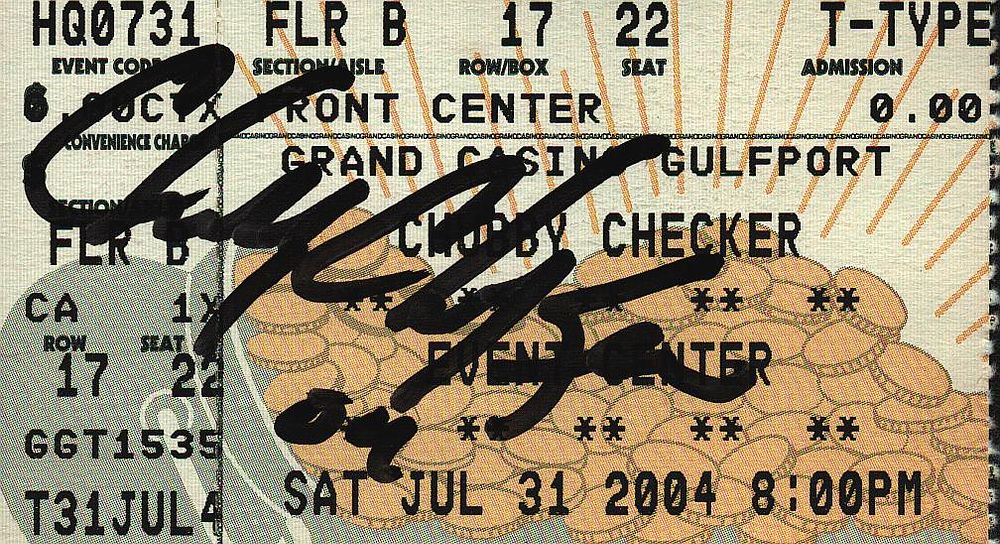 Lot 244: CHUBBY CHECKER Singer signed Concert ticket by Chubby...