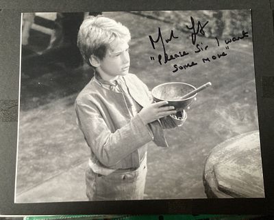 Mark Lester signed 10 x 8 b/w photo from Oliver rare with classic movie inscription Please Sir 