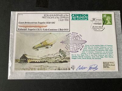 FF18c 80th Anniv 1st Flight Zeppelin Signed Oskar Fink Zeppelin steersman. 29th July 1980 