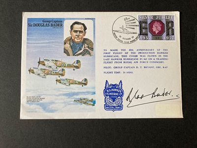 RAF Ha20 Special Group Captain Douglas Bader Signed Own Historic Aviators Cover. WW2 Battle of 
