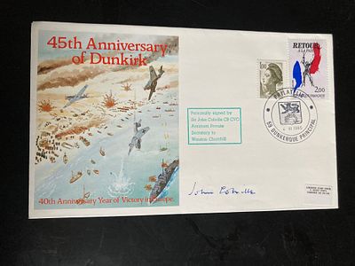 WW2 Winston Churchill PPS secretary Sir John Colville signed rare Dunkirk cover. 45th 