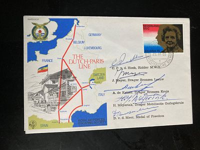 Ultra rare multiple signed SOE Resistance WW2 Dutch Paris Escape line cover. One of only 45 