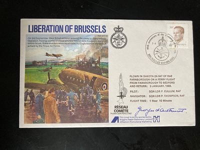 George D'Outremont WW2 resistance hero signed 1984 Liberation of Brussels cover RAFES35. During 