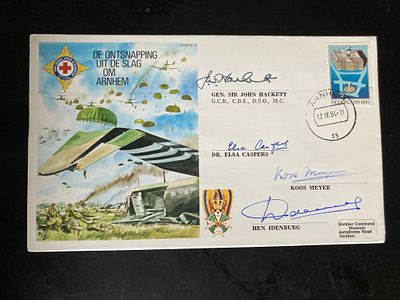 ES33c Battle of Arnhem Signed by Gen J Hackett Plus 3 resistance members. ES33c 17 1X 84 Arnhem 