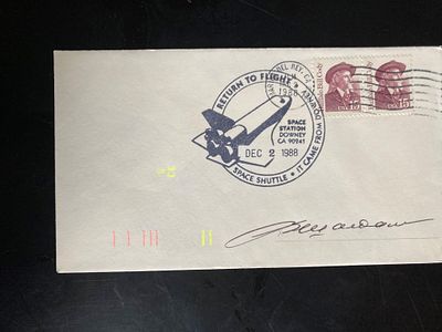 Cosmonaut Vladimir Shatalov signed Space Shuttle return to flight envelope. Shatalov had dreams 