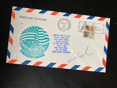 Cosmonaut Dr. Clemens Lothaller (Austrian) signed Eighth Day of Flight Space Shuttle STS 41-G 