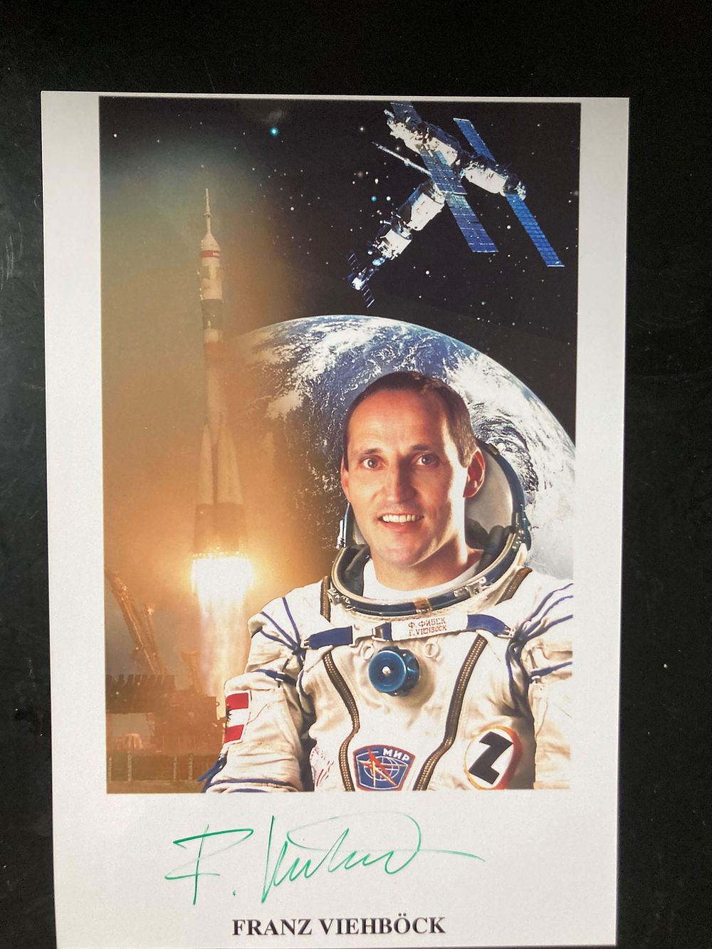 Cosmonaut Franz Viehbock signed 7x5inch colour promo photo. Franz Artur Viehb&ouml;ck is an Austrian 