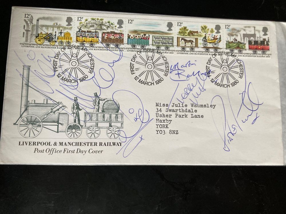 Lot 182: Music band Smokie signed 1980 Railways FDC. Signed...