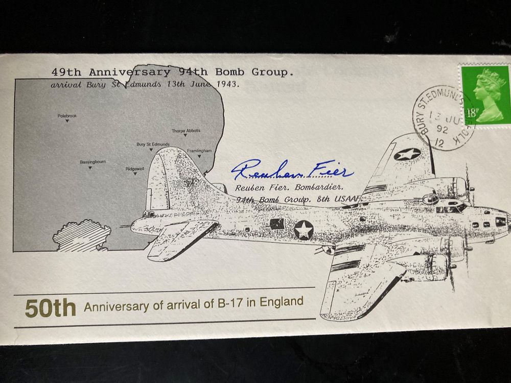 Lot 224: WW2 Reuben Fier 94th Bomb Group signed 1992,...