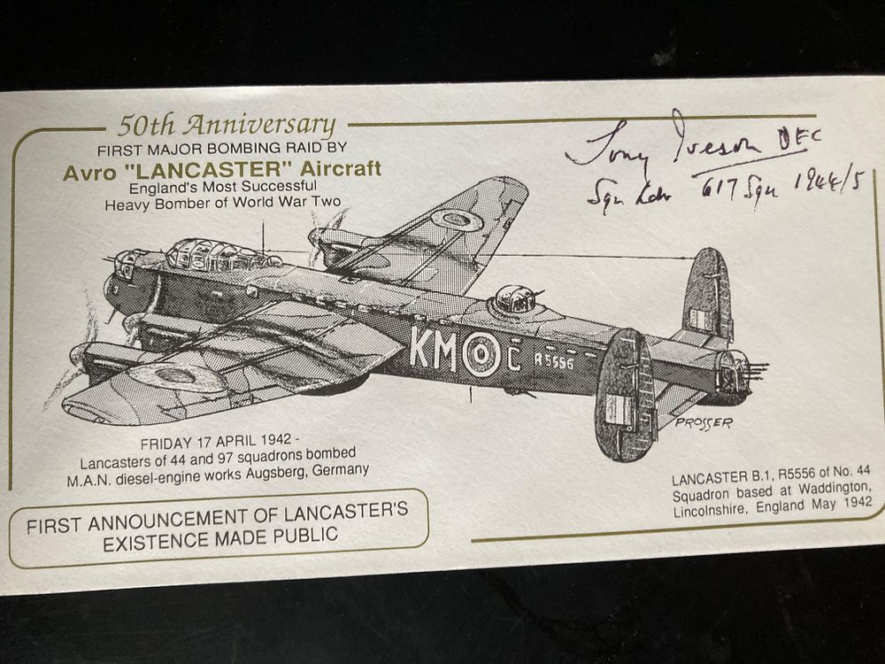 Lot 225: WW2 Sqn Ldr Tony Iveson DFC signed 50th...