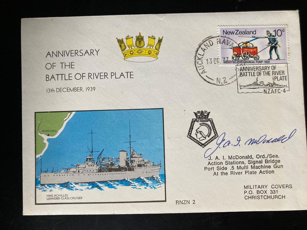 Lot 231: WW2 Battle of the River Plate veteran RNZN...