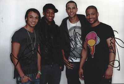 JLS multi signed 12x8inch colour photo includes Aston Merrygold, Oritse Williams, Marvin Humes 