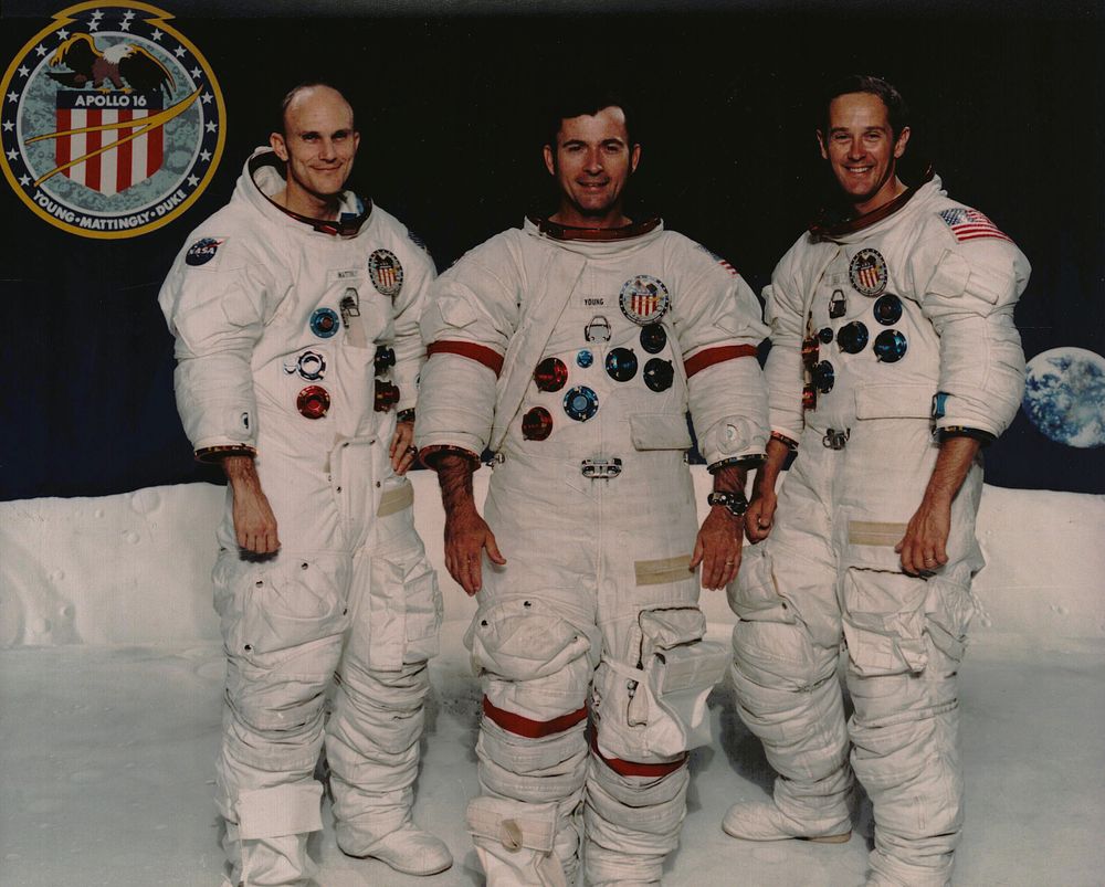 Lot 179: Space Apollo 16 Young, Mattingly and Duke 10x8inch...