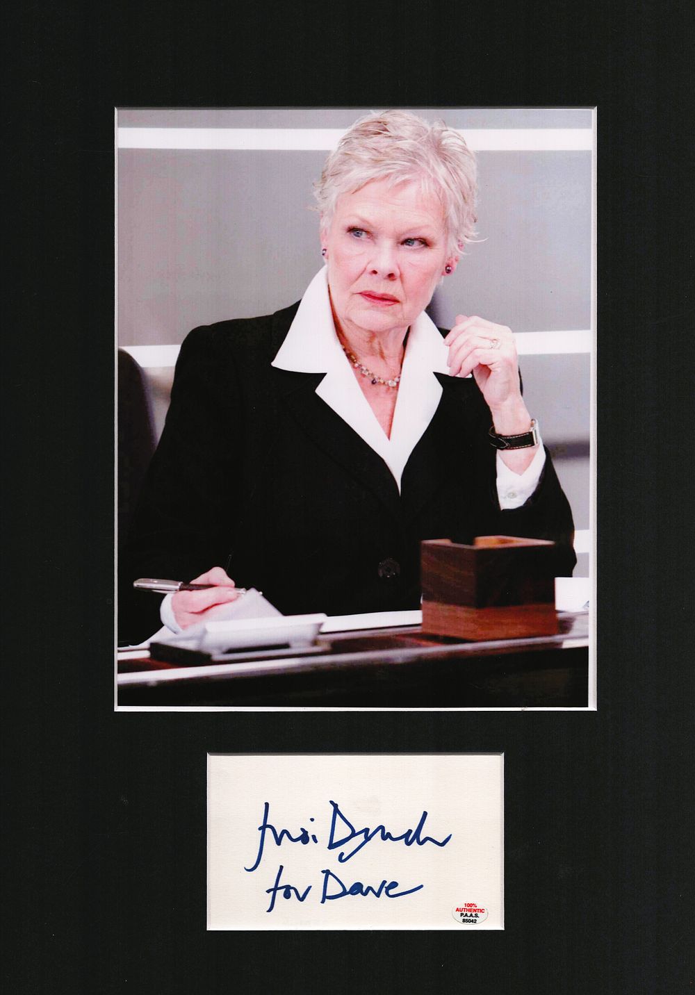 Lot 216: Judi Dench 16x12inch mounted signature piece includes signed...