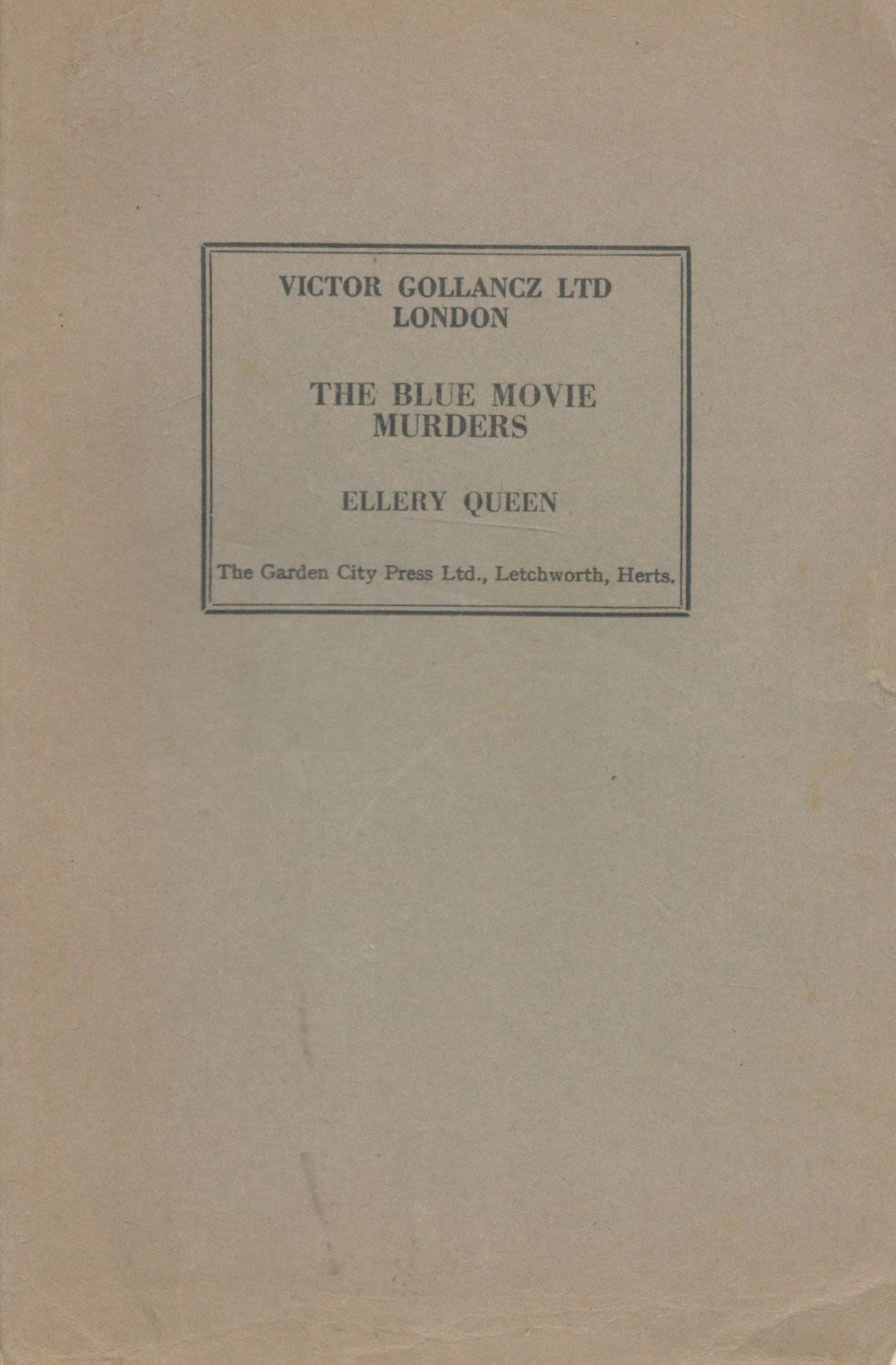 Lot 412: Ellery Queen The Blue Movie Murders Rare proof...
