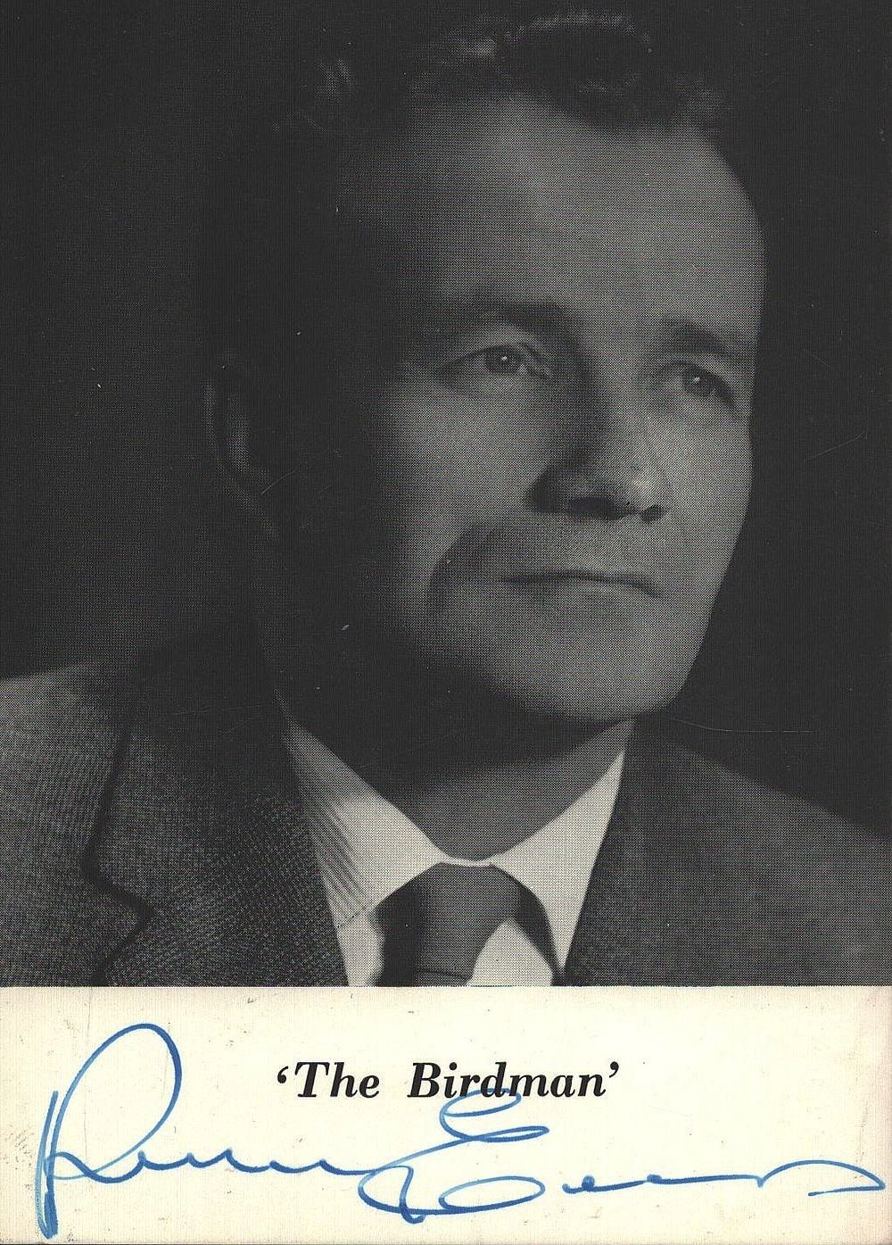 Lot 231: Percy Edwards signed 6x4inch 'The Birdman' black and...