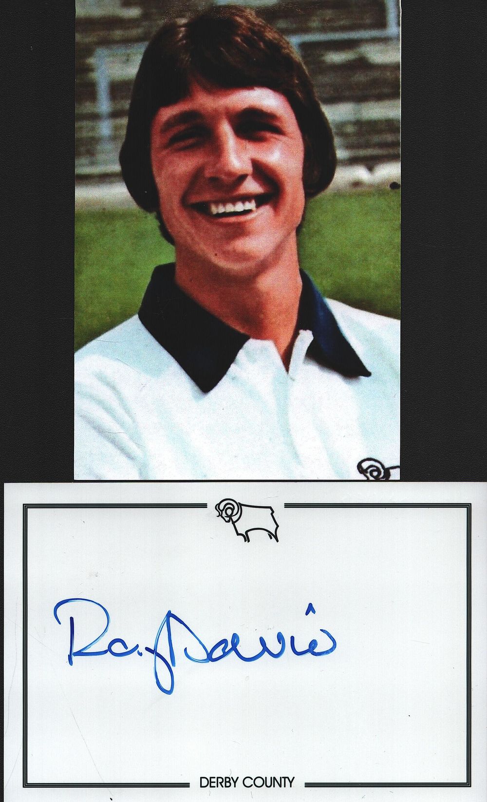 Lot 240: Roger Davies signed 6x4inch Derby County card with...