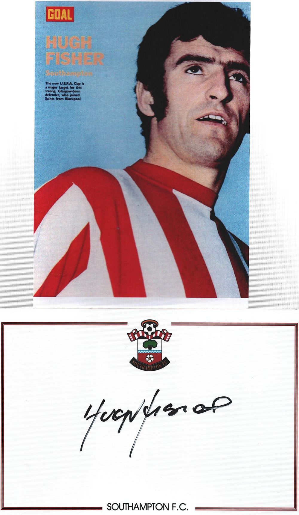 Lot 262: Football Hugh Fisher signed Southampton 6x4inch card with...