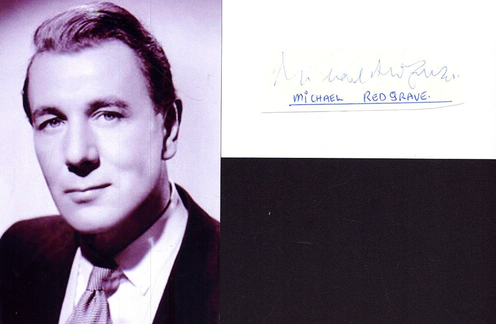 Lot 279: Michael Redgrave signed 5x3inch white card with black...