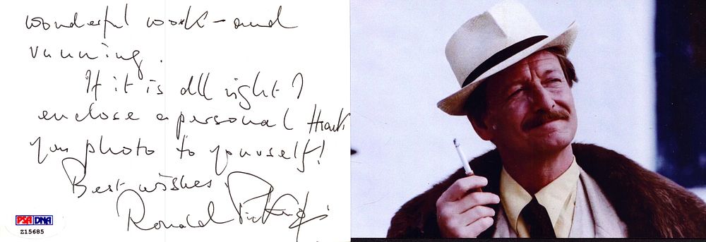 Lot 282: Ronald Pickup signed 6x4inch inscribed and signed white...