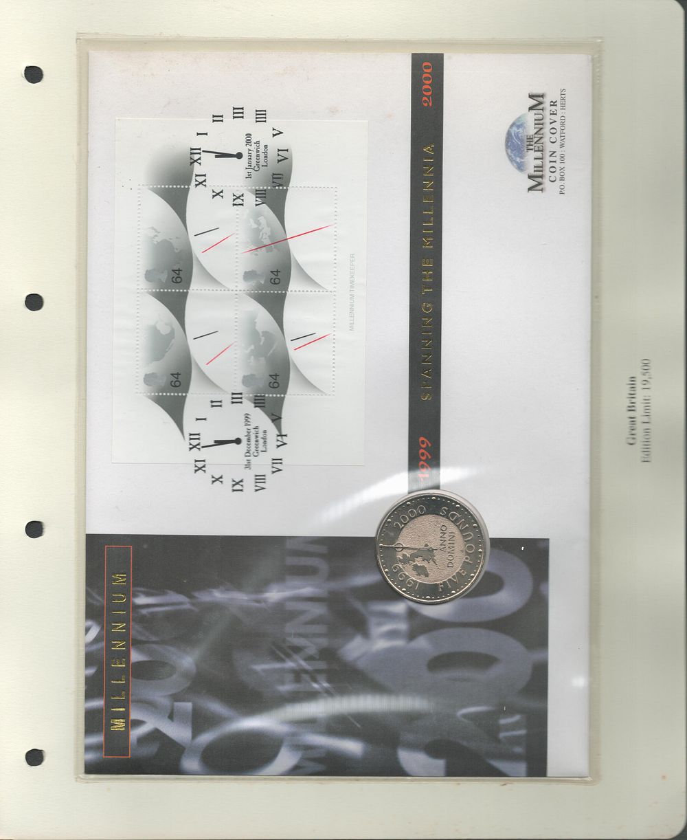 Lot 490: Spanning the Millennia (1999-2000) coin FDC. Double postmarked.