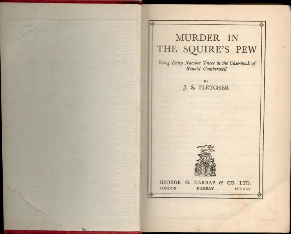Lot 440: J. S. Fletcher Murder In The Squire's Pew...