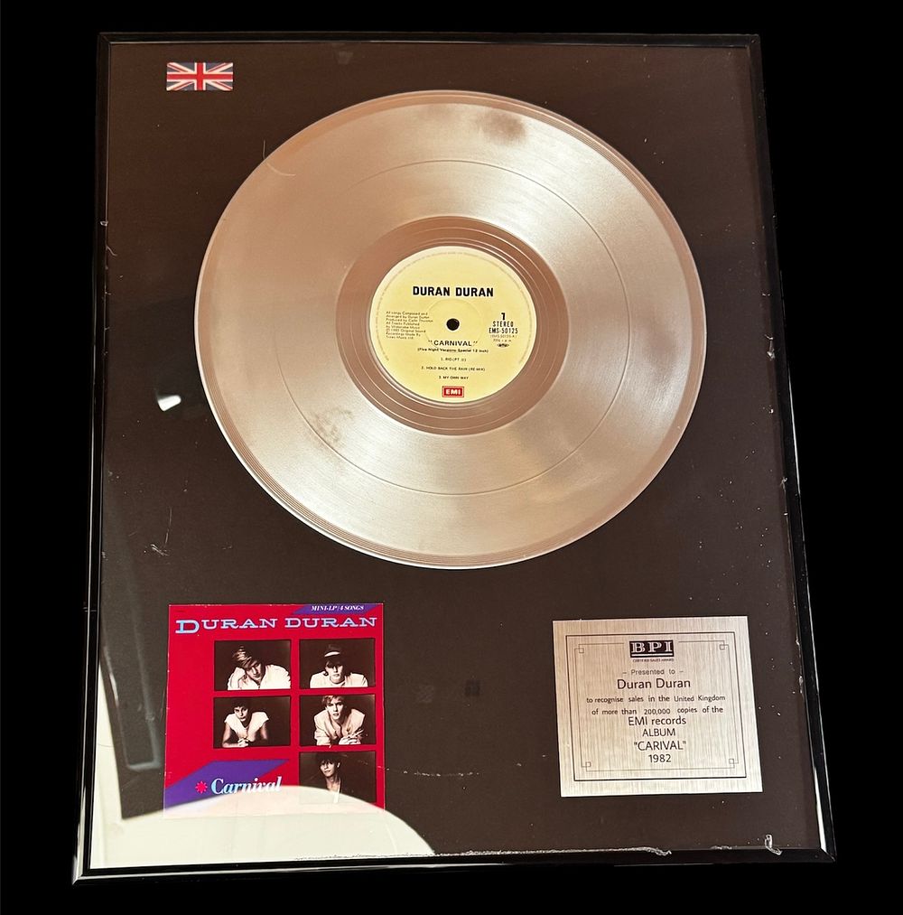 Lot 505: Duran-Duran framed Presentations vinyl record disk celebrating Duran-Duran...