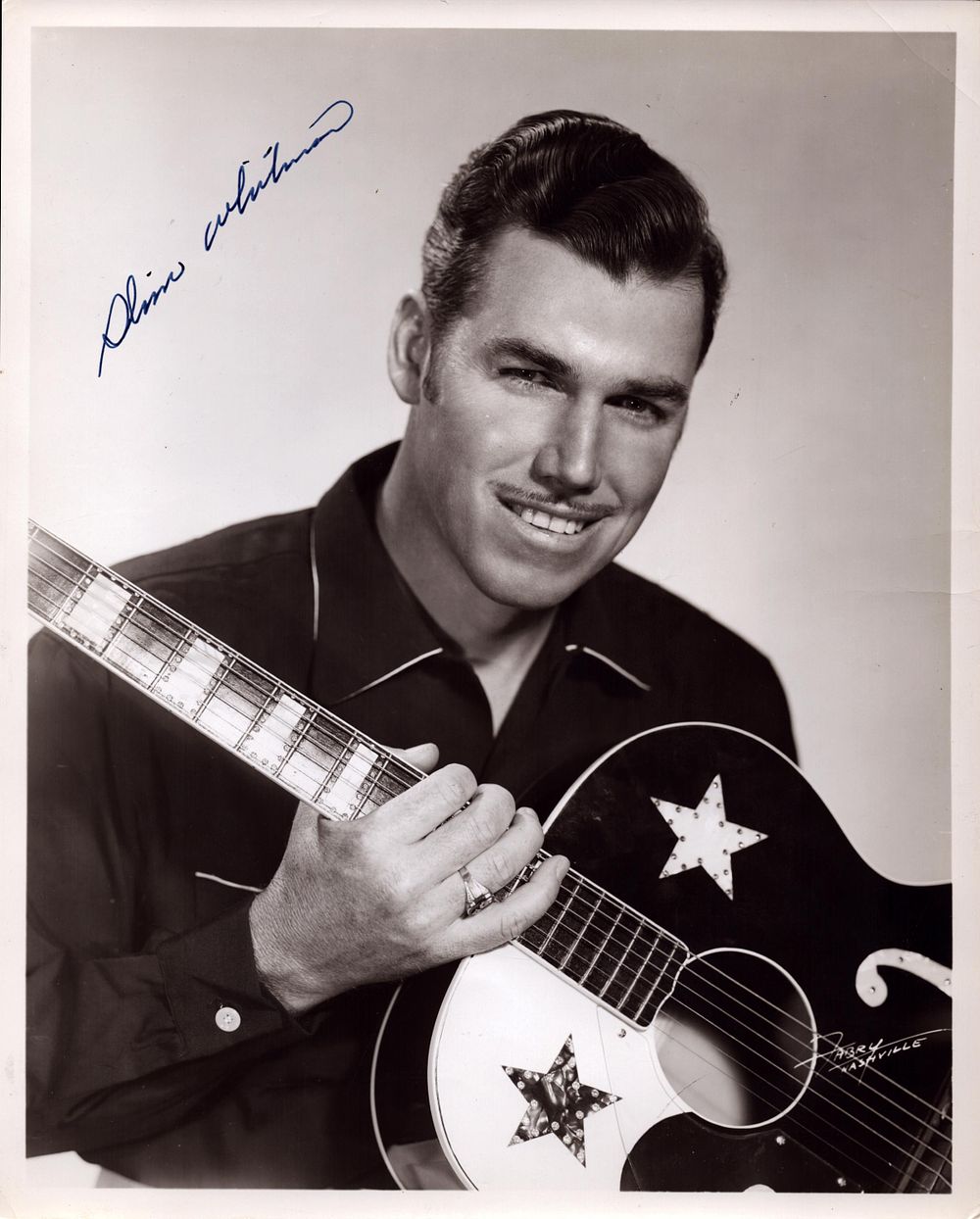 Lot 548: Slim Whitman signed 10x8 inch black and white...