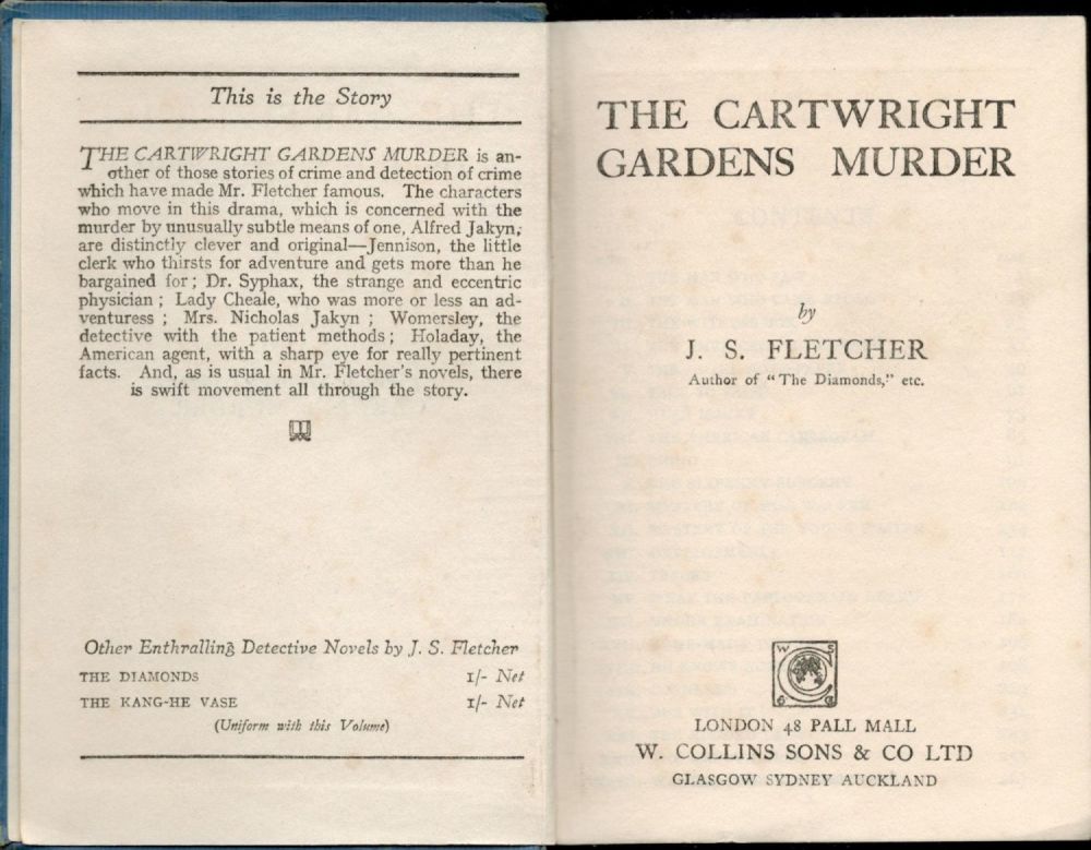 Lot 446: J. S. Fletcher The Cartwrights Gardens Murder Circa...