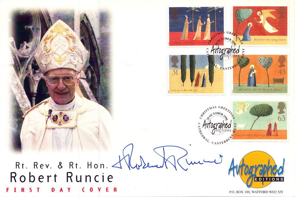 Lot 572: Robert Runcie signed Autographed FDC, stamped Oct 1996.