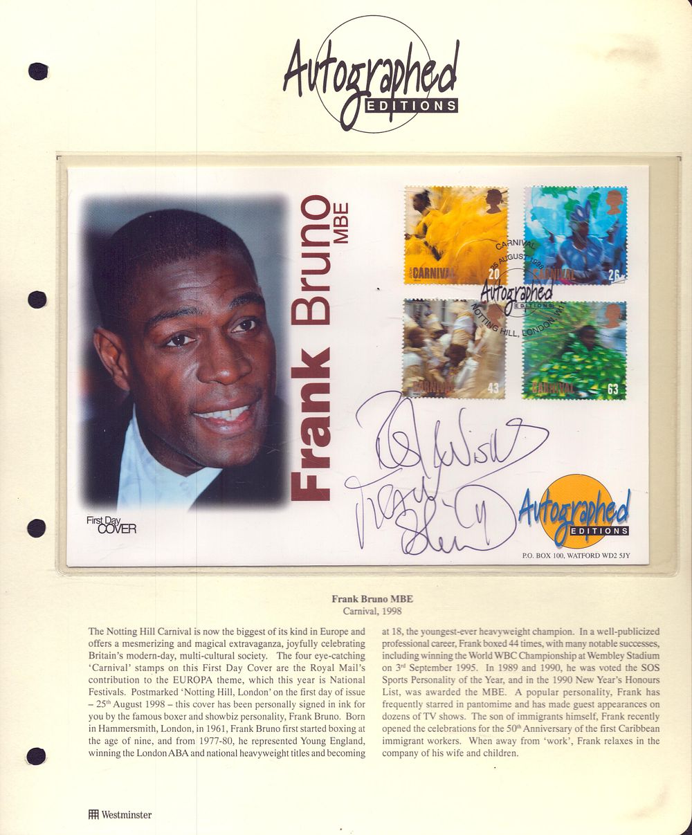 Lot 584: Frank Bruno signed Autographed FDC, stamped Aug 1998.