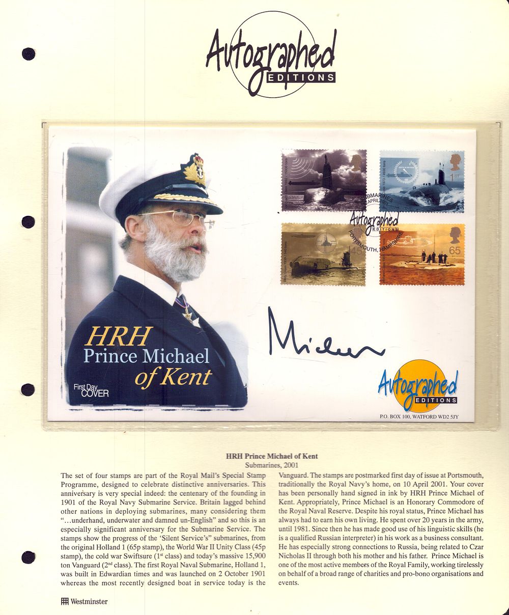 Lot 602: HRH Prince Michael of Kent signed Autographed FDC,...