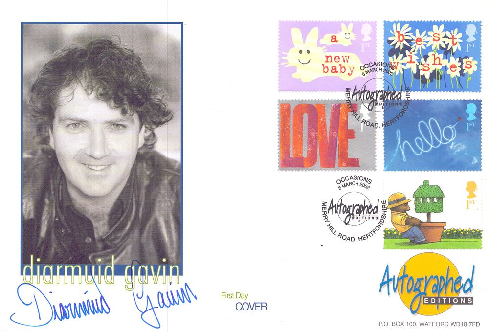 Lot 604: Diarmuid Gavin signed Autographed FDC, stamped March 2002.