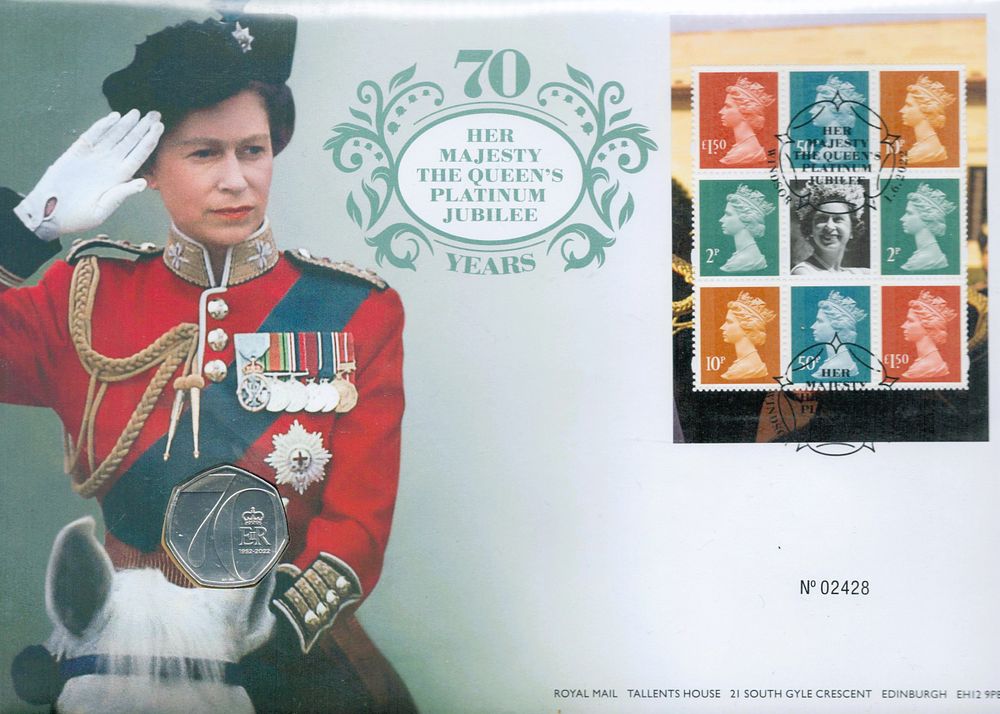 Lot 619: 70 years HM The Queens Platinum jubilee 50pence...