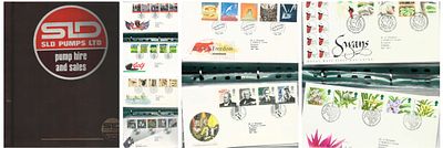 FDCs Collection of 45+ housed in a Brown Binder Covers include Sport, Dinosaurs, Maps 