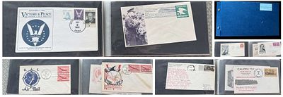 FDC Collection of 90 USA Covers FDC mainly WW11 in blue folder. Folder damaged split.