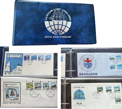 Collection 250th Anniversary Lloyd's List 1734-1984" 1984 FDC Collection, includes 16 FDC`s. 