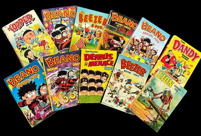 Comic hardback book Annual collection. 11 in collection, Lion 1969, Beezer 1993, Dennis the 