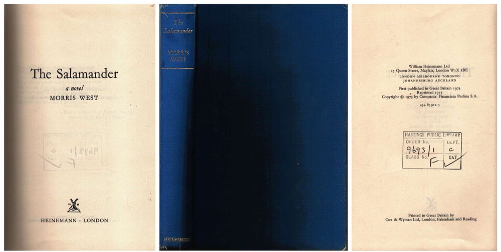 Lot 347: The Salamander A Novel Hardback Book. By Morris...